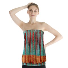 Stretched Exotic Blue Green Red And Orange Design Created By Flipstylez Designs Strapless Top by flipstylezfashionsLLC