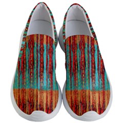 Stretched Exotic Blue Green Red And Orange Design Created By Flipstylez Designs Women s Lightweight Slip Ons by flipstylezfashionsLLC