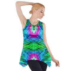 The Tropical Watercolor Peacock Feather Created By Flipstylez Designs  Side Drop Tank Tunic by flipstylezfashionsLLC