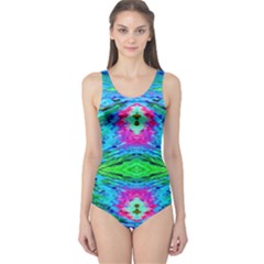 The Tropical Watercolor Peacock Feather Created By Flipstylez Designs  One Piece Swimsuit by flipstylezfashionsLLC