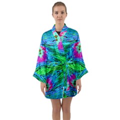 The Tropical Watercolor Peacock Feather Created By Flipstylez Designs  Long Sleeve Kimono Robe by flipstylezfashionsLLC