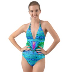 New Look Tropical Design By Flipstylez Designs  Halter Cut-out One Piece Swimsuit by flipstylezfashionsLLC