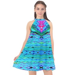 New Look Tropical Design By Flipstylez Designs  Halter Neckline Chiffon Dress  by flipstylezfashionsLLC