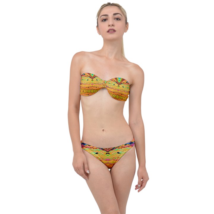 Yellow and pink ready for the island by flipstylez designs  Classic Bandeau Bikini Set