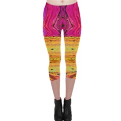 Pink Native Tropics Created By Flipstylez Designs Capri Leggings  by flipstylezfashionsLLC