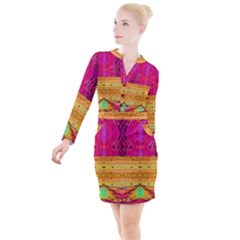 Pink Native Tropics Created By Flipstylez Designs Button Long Sleeve Dress