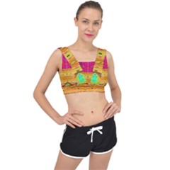 Pink Native Tropics Created By Flipstylez Designs V-back Sports Bra