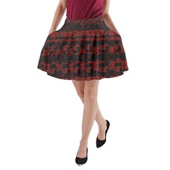 Burgundy Design With Black Zig Zag Pattern Created By Flipstylez Designs A-line Pocket Skirt by flipstylezfashionsLLC