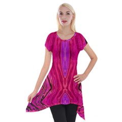 Pink And Purple And Peacock Created By Flipstylez Designs  Short Sleeve Side Drop Tunic by flipstylezfashionsLLC