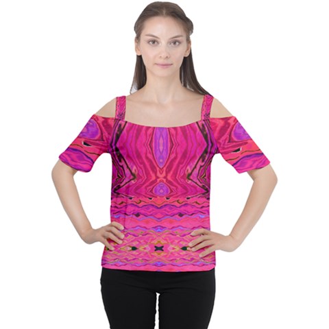 Pink And Purple And Peacock Design By Flipstylez Designs  Cutout Shoulder Tee by flipstylezfashionsLLC