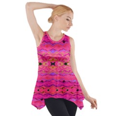 Pink And Purple And Beautiful Peacock Design Created By Flipstylez Designs Side Drop Tank Tunic by flipstylezfashionsLLC