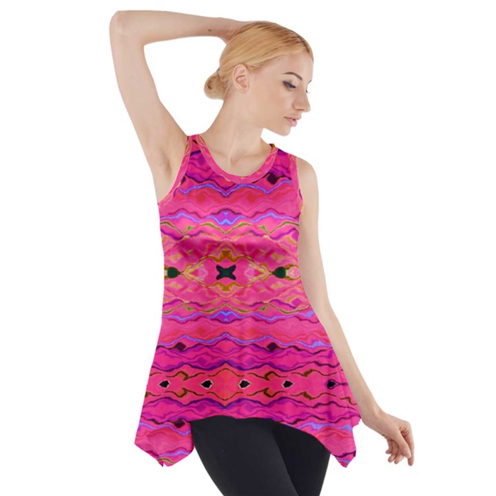 Pink and purple and beautiful peacock design created by FlipStylez Designs Side Drop Tank Tunic