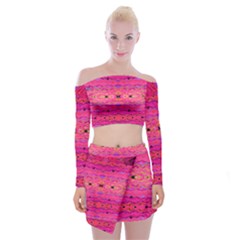 Pink And Purple And Beautiful Peacock Design Created By Flipstylez Designs Off Shoulder Top With Mini Skirt Set