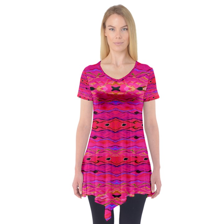 Pink and purple and peacock created by FlipStylez Designs Short Sleeve Tunic 