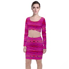 Pink And Purple And Peacock Created By Flipstylez Designs Long Sleeve Crop Top & Bodycon Skirt Set