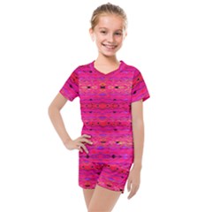 Pink And Purple And Peacock Created By Flipstylez Designs Kids  Mesh Tee And Shorts Set