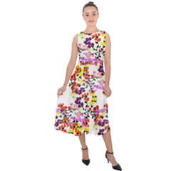 Summer Floral Rainbow Midi Tie-back Chiffon Dress by 1dsignmovesu