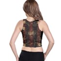 A golden dragon burgundy design created by FlipStylez Designs Racer Back Crop Top View2