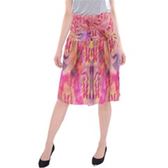 Pink And Purple Beautiful Golden And Purple Butterflies Created By Flipstylez Designs Midi Beach Skirt by flipstylezfashionsLLC