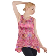 Pink Purple Beautiful Golden Butterfly Created By Flipstylez Designs Side Drop Tank Tunic by flipstylezfashionsLLC