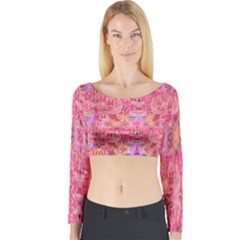 Pink Purple Beautiful Golden Butterfly Created By Flipstylez Designs Long Sleeve Crop Top by flipstylezfashionsLLC