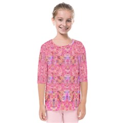 Pink Purple Beautiful Golden Butterfly Created By Flipstylez Designs Kids  Quarter Sleeve Raglan Tee