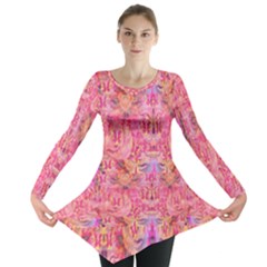 Pink Purple Beautiful Golden Butterfly Created By Flipstylez Designs Long Sleeve Tunic  by flipstylezfashionsLLC