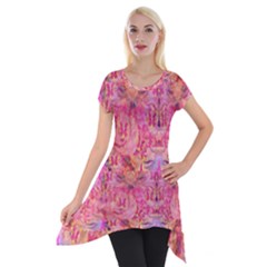 Pink Purple Beautiful Golden Butterfly Created By Flipstylez Designs Short Sleeve Side Drop Tunic by flipstylezfashionsLLC