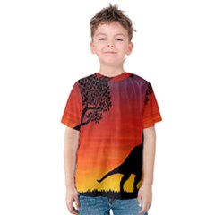 Sunset Dinosaur Scene Kids  Cotton Tee