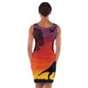 Sunset Dinosaur scene Wrap Front Bodycon Dress View2