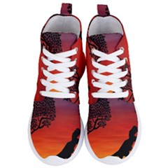 Sunset Dinosaur Scene Women s Lightweight High Top Sneakers