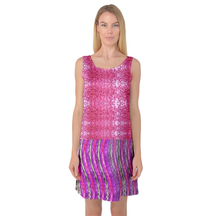 Pink and purple shimmer design by FlipStylez Designs Sleeveless Satin Nightdress