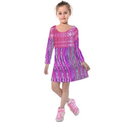 Pink And Purple Shimmer Design By Flipstylez Designs Kids  Long Sleeve Velvet Dress