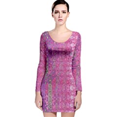 Purple Splash And Pink Shimmer Created By Flipstylez Designs Long Sleeve Velvet Bodycon Dress