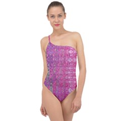 Purple Splash And Pink Shimmer Created By Flipstylez Designs Classic One Shoulder Swimsuit by flipstylezfashionsLLC