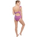 Purple splash and pink Shimmer created by FlipStylez Designs Frilly One Shoulder Swimsuit View2