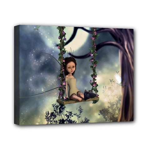 Cute Little Fairy With Kitten On A Swing Canvas 10  X 8  by FantasyWorld7