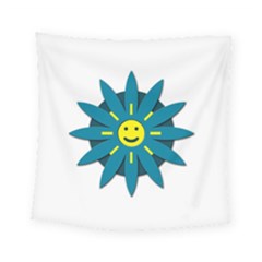 Smiley Flower Square Tapestry (small) by linceazul