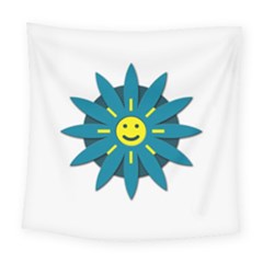 Smiley Flower Square Tapestry (large) by linceazul