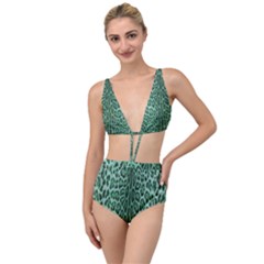 Green Leopard Tied Up Two Piece Swimsuit