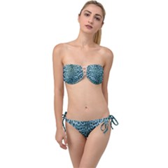 Turquoise Leopard Twist Bandeau Bikini Set