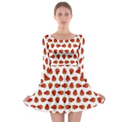 Red Peppers Pattern Long Sleeve Skater Dress