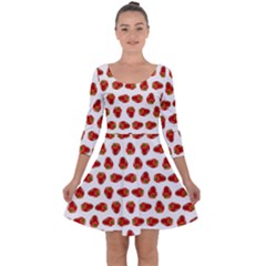 Red Peppers Pattern Quarter Sleeve Skater Dress