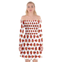 Red Peppers Pattern Off Shoulder Skater Dress by SuperPatterns