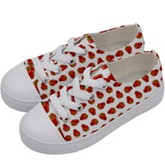 Red Peppers Pattern Kids  Low Top Canvas Sneakers by SuperPatterns