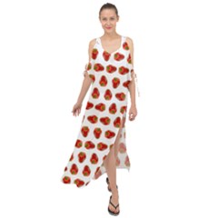 Red Peppers Pattern Maxi Chiffon Cover Up Dress by SuperPatterns