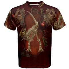 Awesome T Rex Skeleton, Vintage Background Men s Cotton Tee by FantasyWorld7