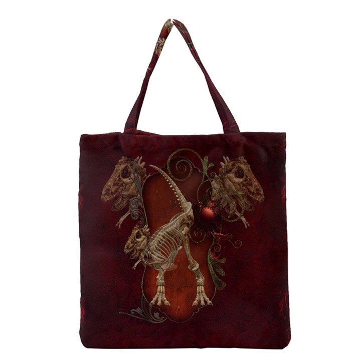 Awesome T Rex Skeleton, Vintage Background Grocery Tote Bag