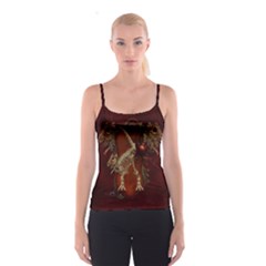 Awesome T Rex Skeleton, Vintage Background Spaghetti Strap Top by FantasyWorld7