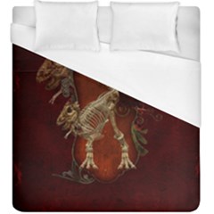 Awesome T Rex Skeleton, Vintage Background Duvet Cover (king Size) by FantasyWorld7